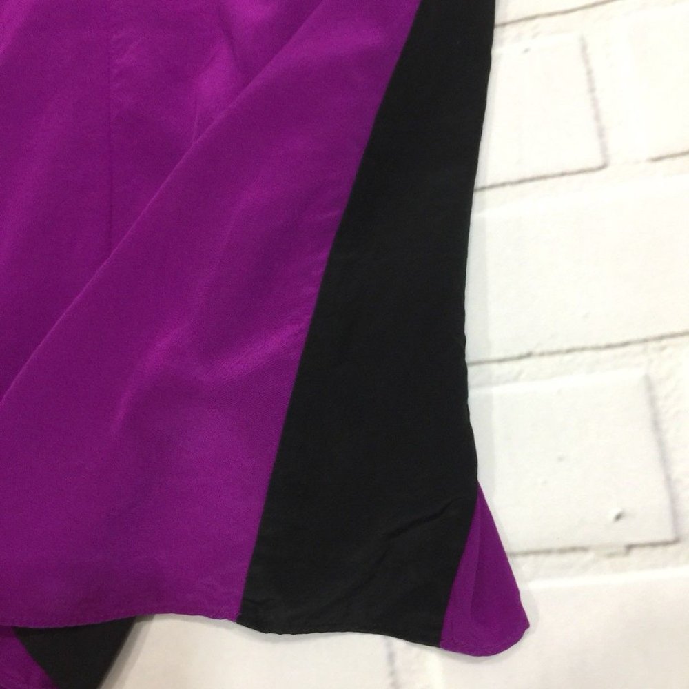 Tibi Heavy Silk V-Neck Silk Cami, Boysenberry/Black - Picture 10 of 13